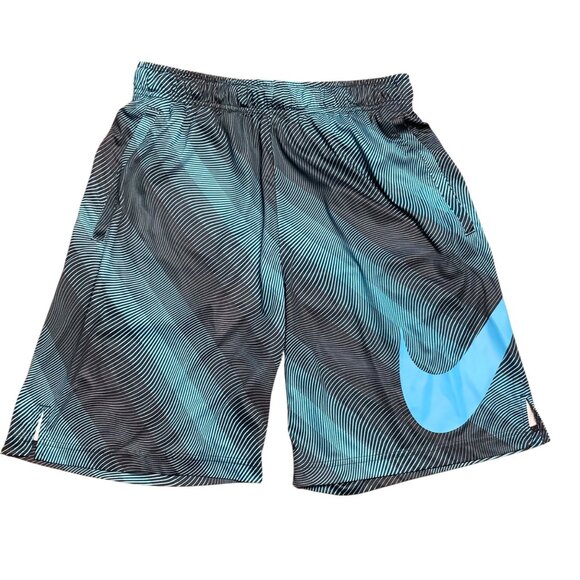 Nike Dri-Fit Men Medium Athletic Basketball Shorts Blue Black Striped - Picture 1 of 12